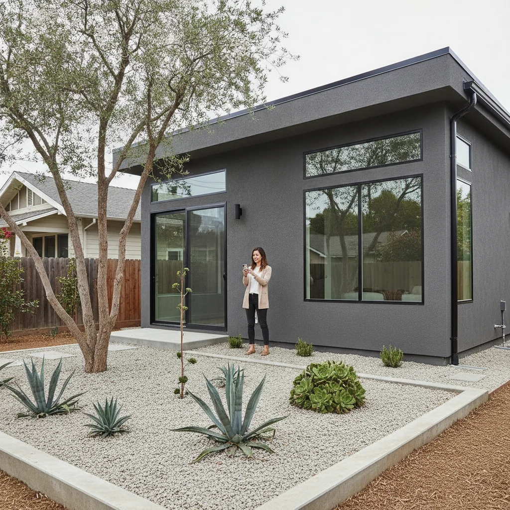 Finished modern ADU exterior in San Jose, CA